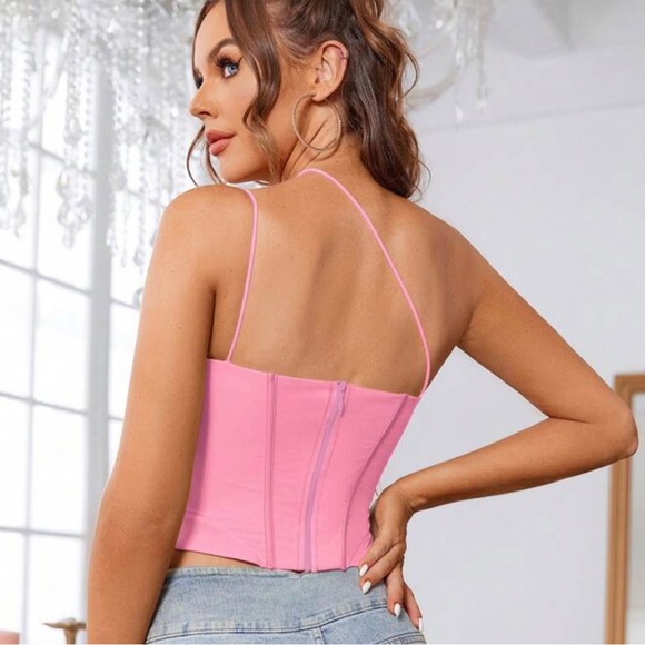 One shoulder ruched mesh corset top - Picture 4 of 4